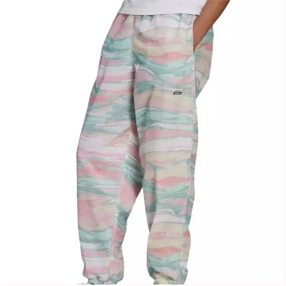 NWT Adidas Women’s R.Y.V. Pants Joggers Marbled Print Pastel High Rise Size Smal